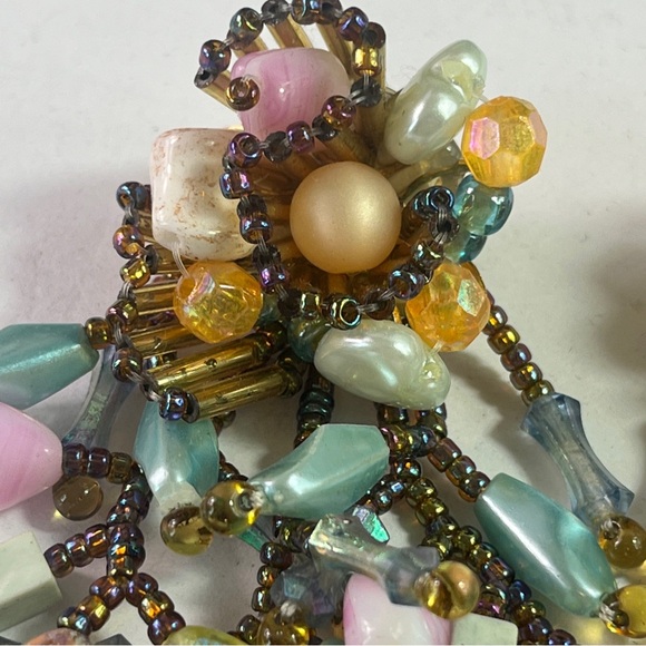 Colleen Toland Chandelier Dangle Earrings Pierced Long Beaded Rare Mermaid Core - Picture 3 of 8